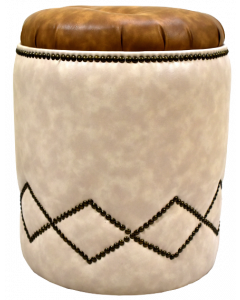 Sittpuff läder beige/brun 42x54H