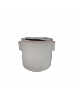 Kruka Ø12x13H cm m släta öron vit/grå