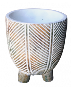 Kruka Ø19x20H på fötter beige/grön/vit