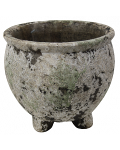 Kruka grå/grön på tassar 18x16,5H cm