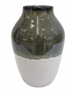 Vas grå/vit m rinningar 17x25H cm