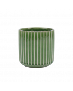 Kruka grön m ränder 20x20H cm