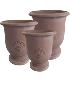 Kruka s/3 terracotta på fot ornament 43x50H cm